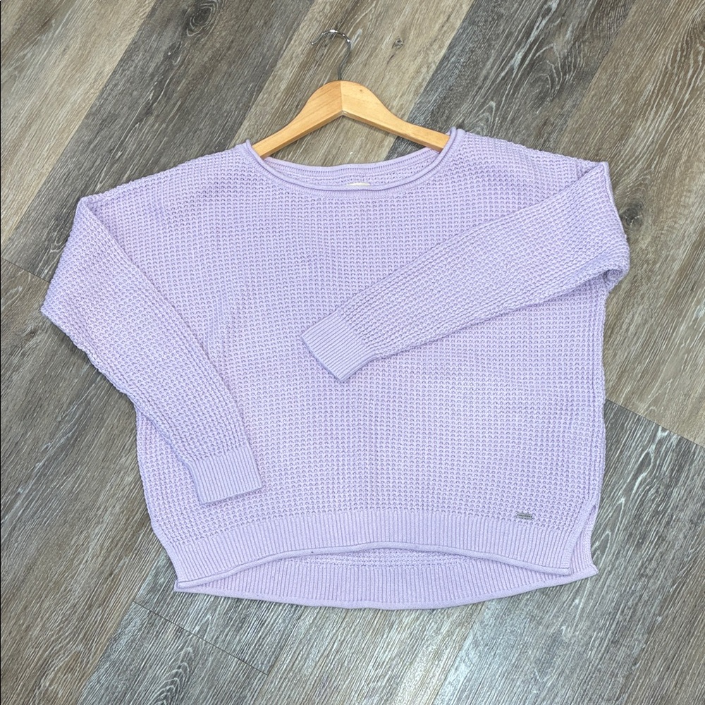 Hollister Pastel Lilac Waffle-Knit Crewneck Sweater